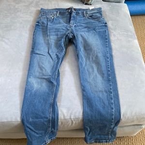 Hollister Slim Straight Jeans, 34 x 32, Blue Wash